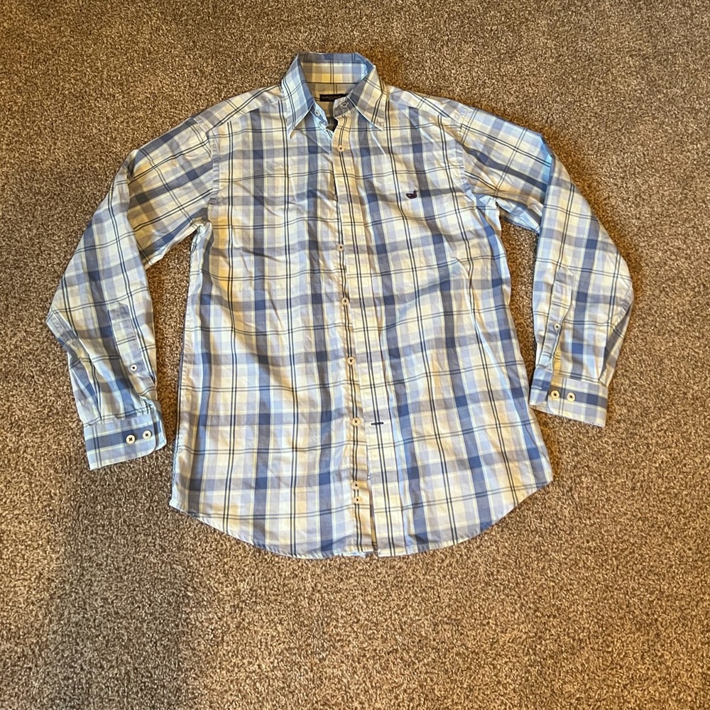 Southern Marsh Light Blue and White Plaid Shirt